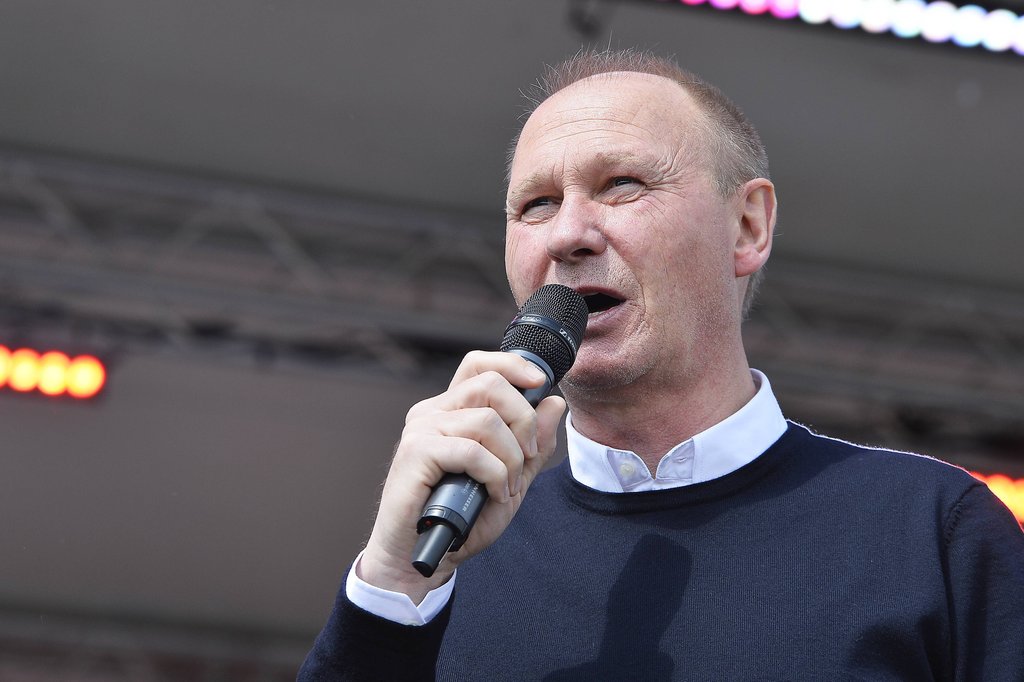Perry Bräutigam bei Fanfest einen Tag nach dem DFB-Pokalfinale 2019 in Leipzig.