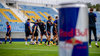 Leipzigs Spieler beim Training: im Vordergrund steht eine Dose des Sponsors Red Bull