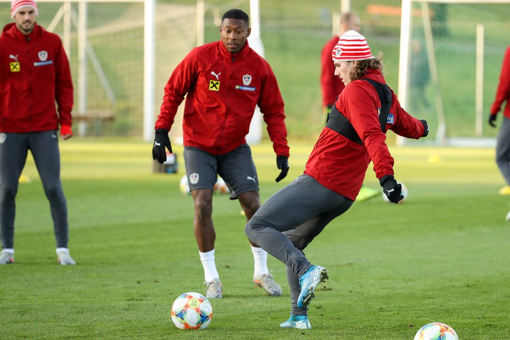 David Alaba und Marcel Sabitzer spielen zusammen für Österreich.