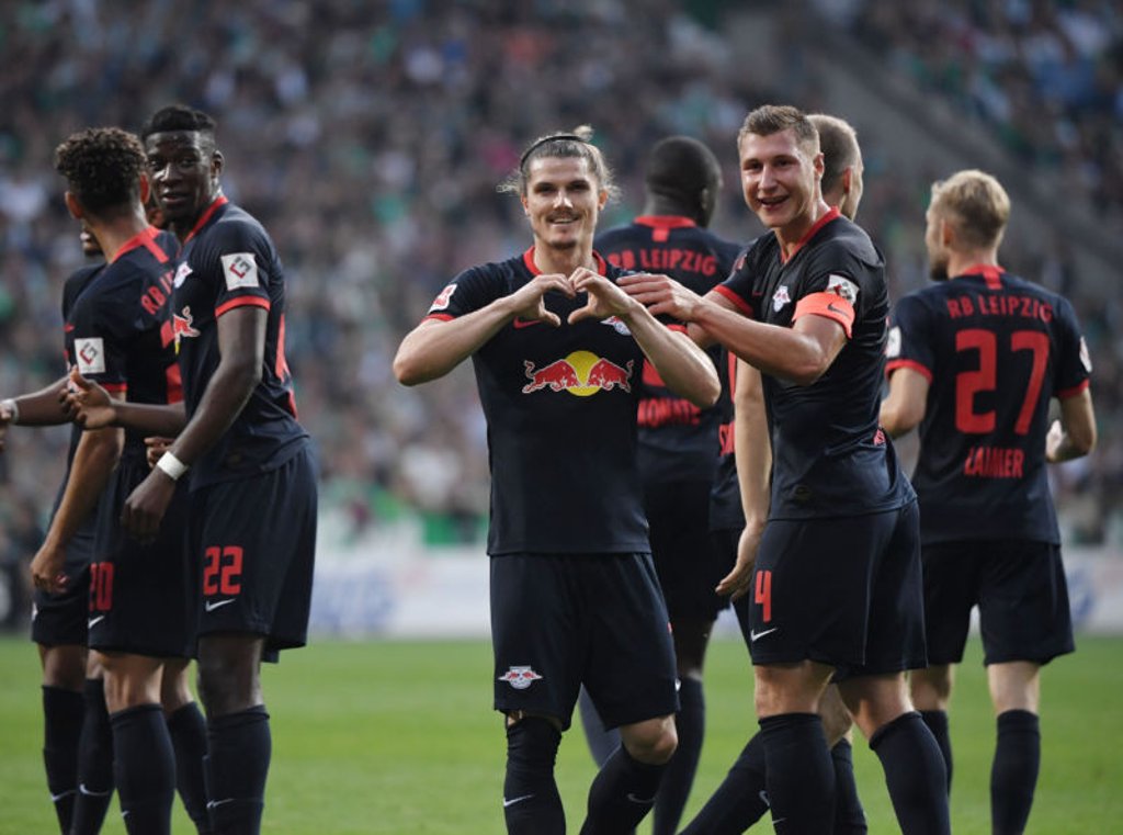 Torschützen: Marcel Sabitzer und Willi Orban nach dem 3:0 bei Werder Bremen.