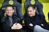 RB Leipzigs Trainer Julian Nagelsmann (l.) und RB-Geschäftsführer Oliver Mintzlaff.