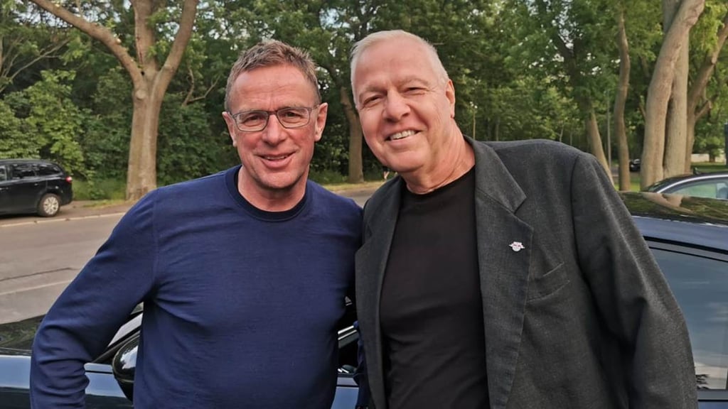 Roland Hohberg (r.) mit dem früheren RB-Sportdirektor Ralf Rangnick.