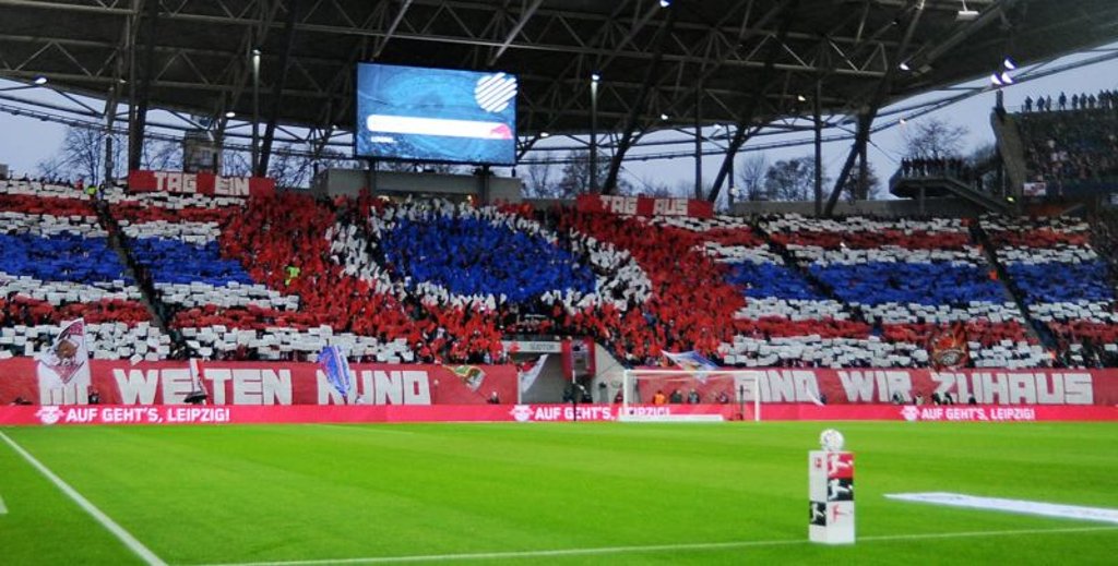 Choreo beim Spiel zwischen RB Leipzig und Borussia Mönchengladbach.