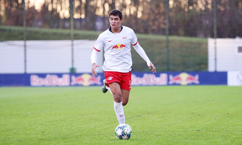 Noah Holm erzielte in Cottbus zwei Tore für die U19 von RB Leipzig.