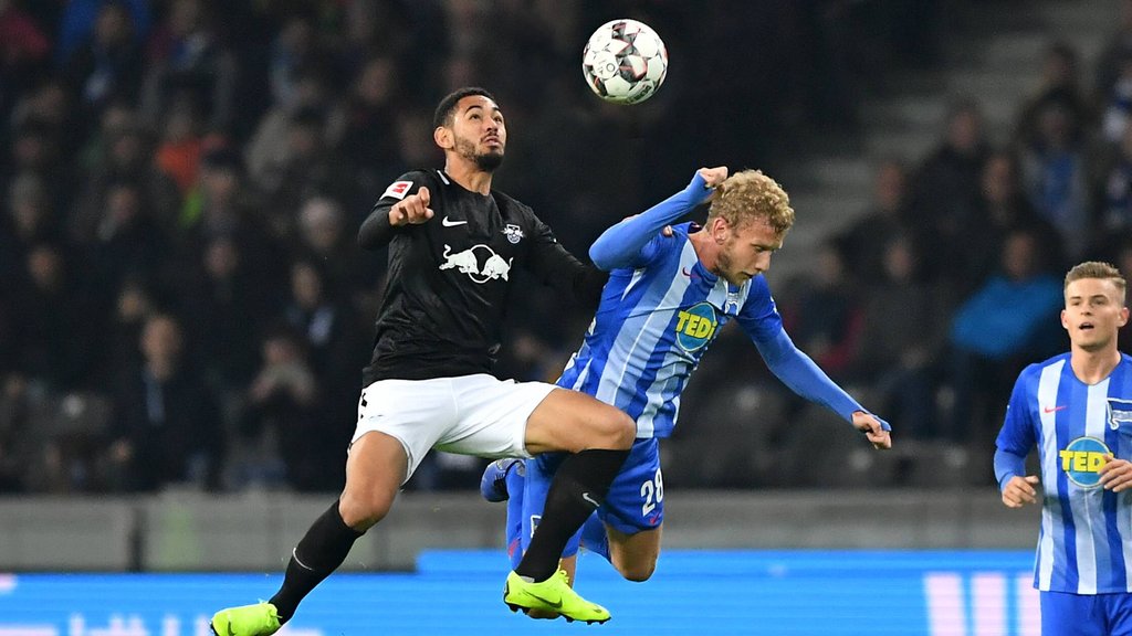 Matheus Cunha hier noch im Trikot von RB Leipzig gegen Hertha BSC Berlin.