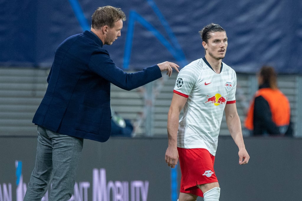 Julian Nagelsmann und Marcel Sabitzer (r.) waren zwei Jahre gemeinsam für RB Leipzig tätig.