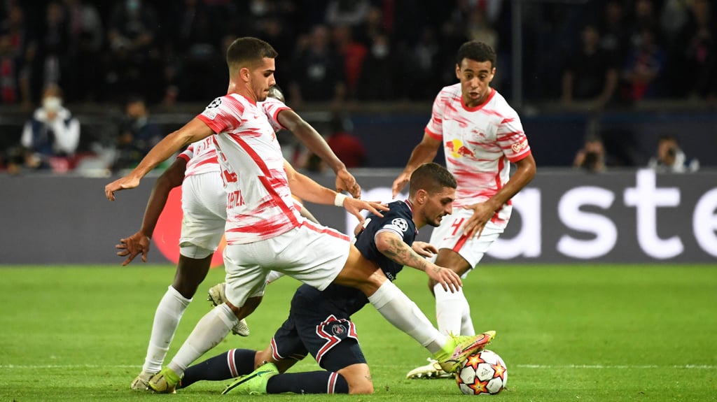 Leipzig Dreifachzange gegen Paris' Marco Verratti