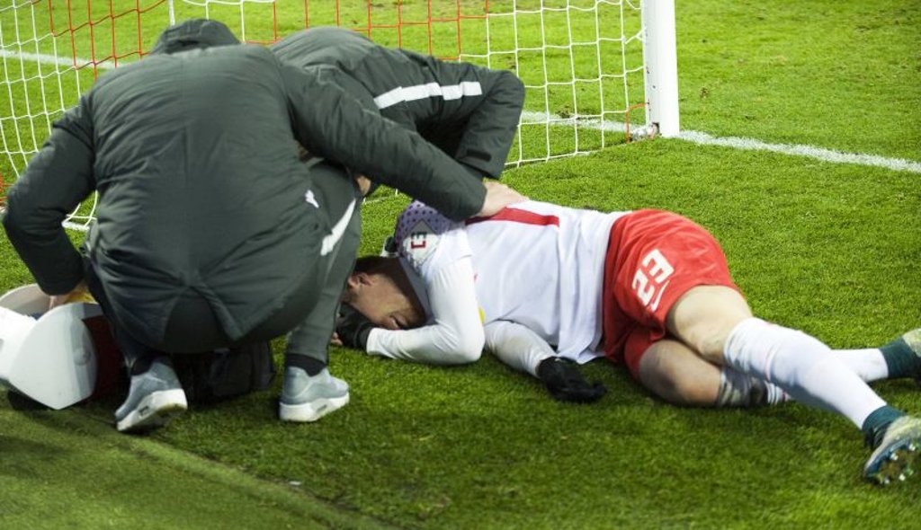 Marcel Halstenberg traf gegen Hertha zum 2:3, aber verletzte sich an der Hand.