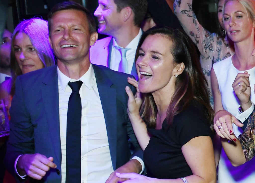 King of the Dancefloor: Jesse Marsch mit Frau Kim auf der Tanzfläche auf einer Vereinsfeier bei RB Salzburg. Jesse Marsch mit Frau Kim auf der T