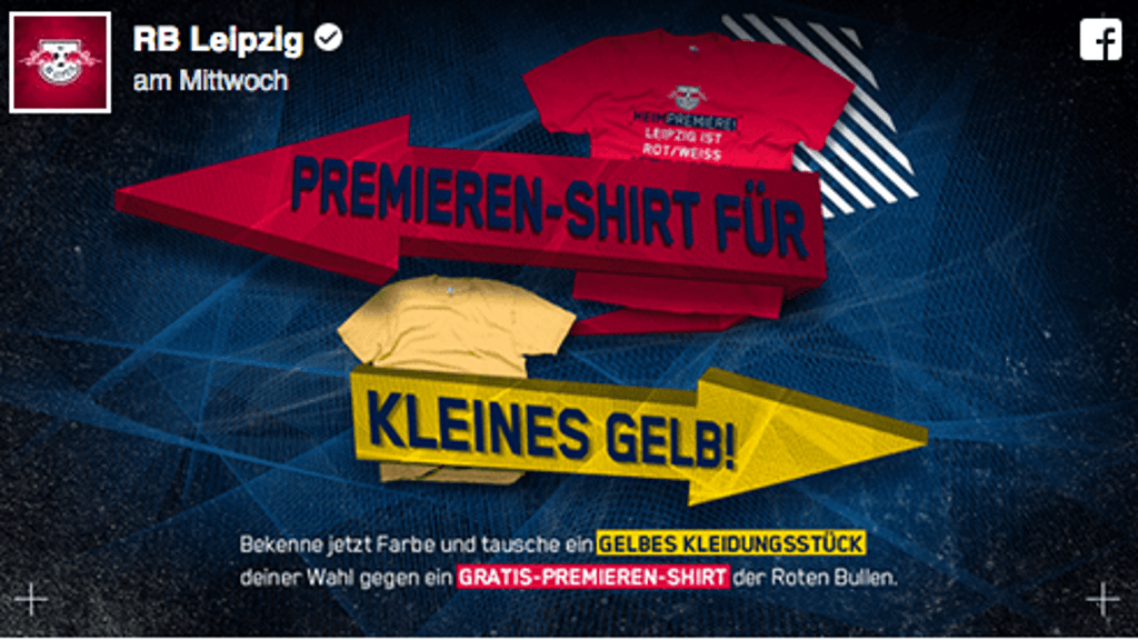 So warb RB Leipzig für den Tausch von gelben mit roten Textilien.