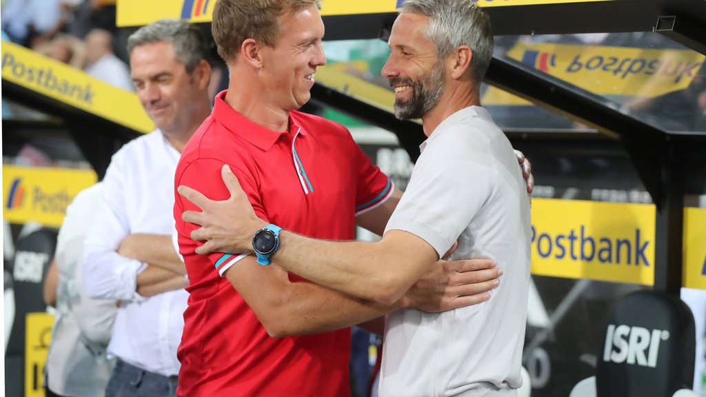 Kennen sich, mögen sich: RB-Coach Julian Nagelsmann (l.) und Gladbachs Trainer Marco Rose.
