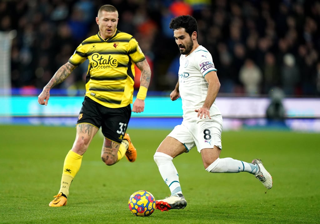 Fußball-Nationalspieler Ilkay Gündogan (r.) beim Sieg gegen Watford.