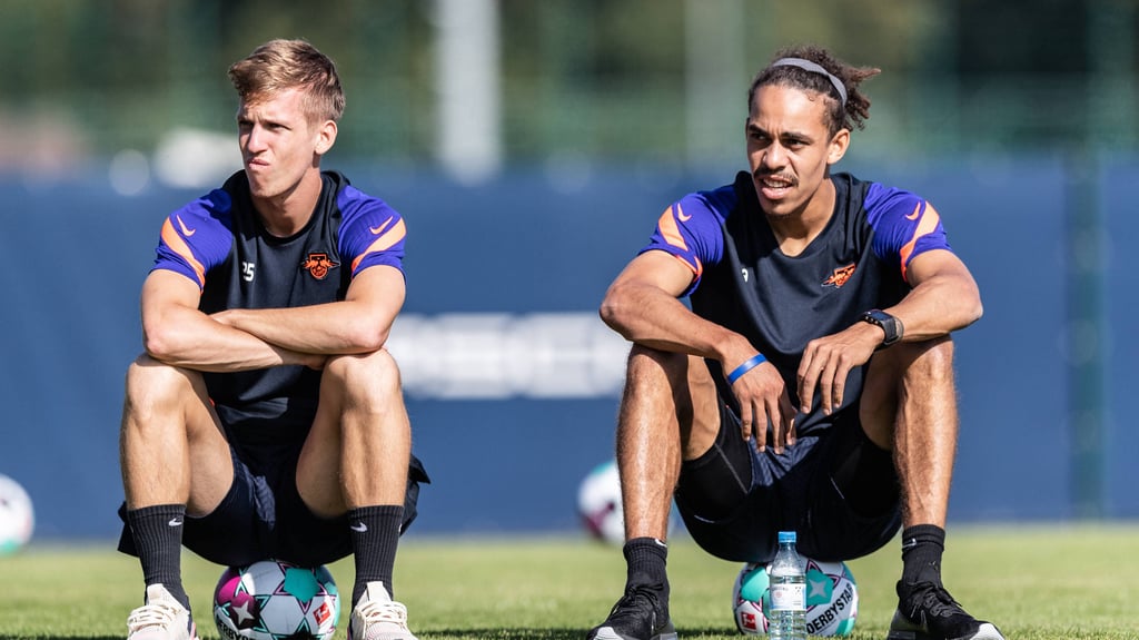 Warten auf die Viertelfinals: Die RB-Profis Dani Olmo und Yussuf Poulsen