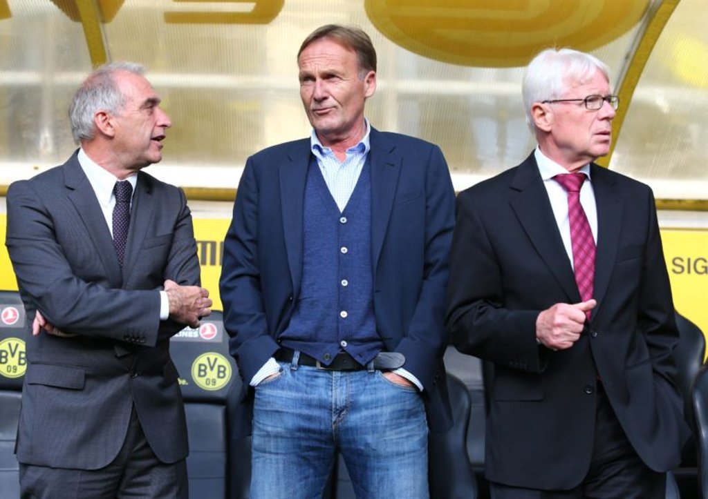 Männerfreundschaft: Reinhold Lunow (links) mit den BVB-Bossen Hans-Joachim Watzke und Reinhard Rauball