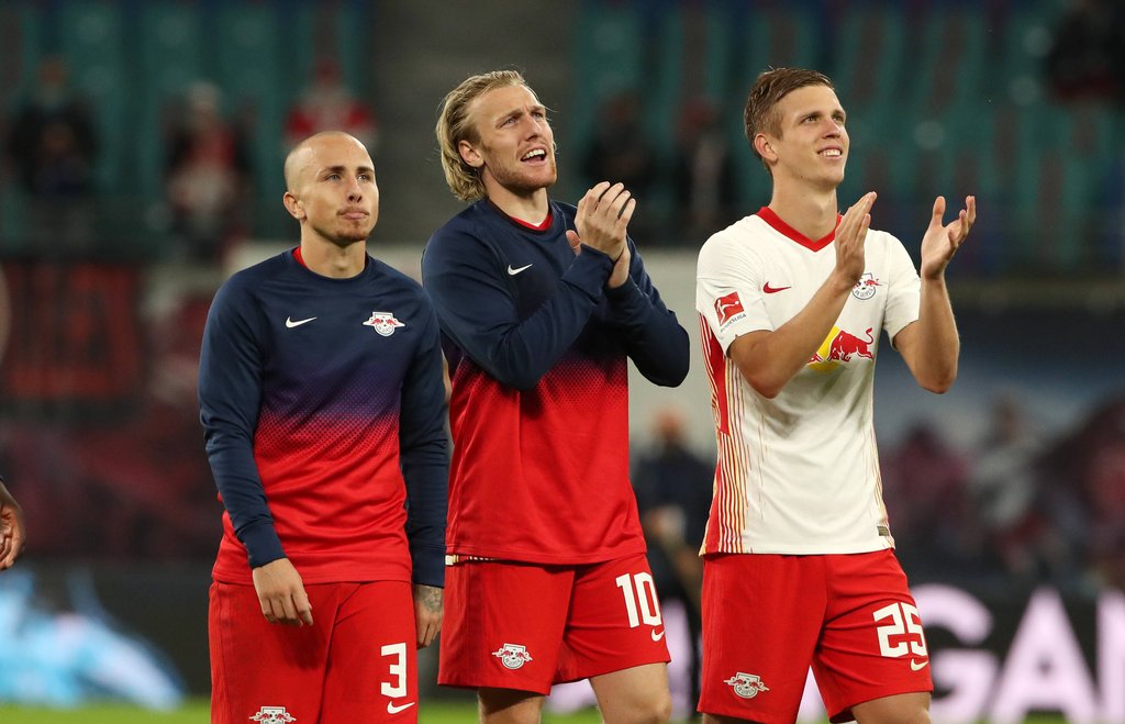 Das Trio, das für Tore sorgen soll: Angeliño, Emil Forsberg und Dani Olmo.