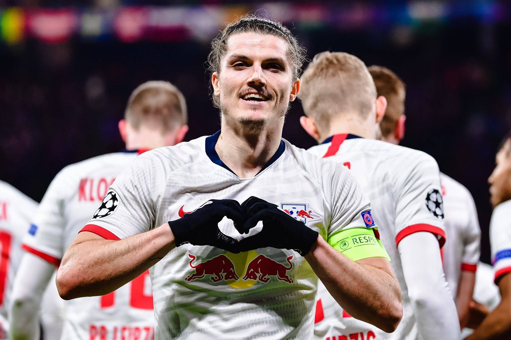 Marcel Sabitzer bejubelte sein Tor gegen Tottenham Hotspur.