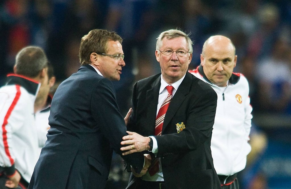 Hat ein Faible für den englischen Fußball: Ralf Rangnick, hier mit Sir Alex (Ferguson)