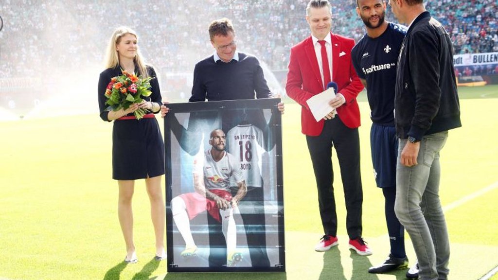 Terrence Boyd wird bei RB Leipzig verabschiedet.