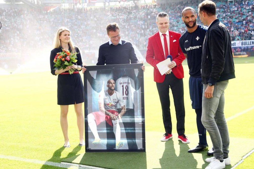 Terrence Boyd wird bei RB Leipzig verabschiedet.