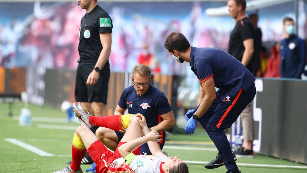 Verletzte sich im Spiel gegen den BVB: RB Leipzigs Marcel Sabitzer