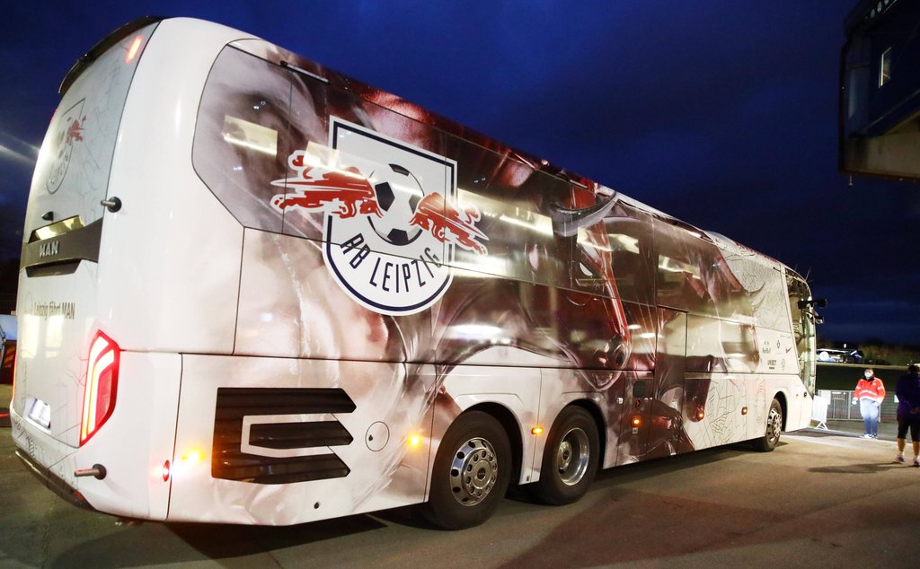 Der Mannschaftsbus von RB Leipzig.