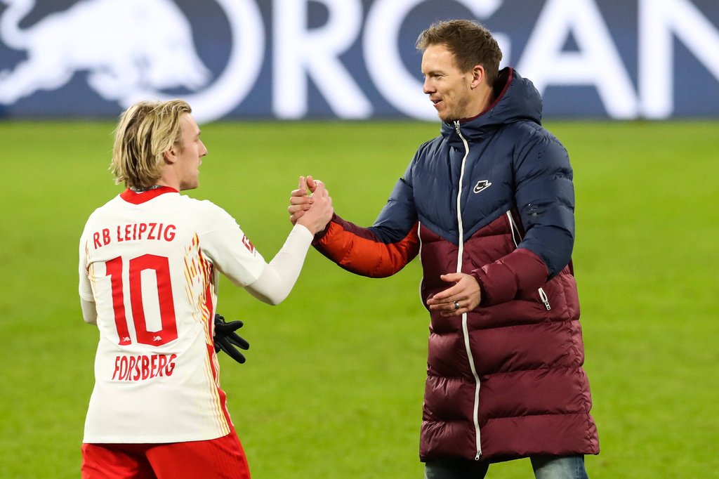 Top Job! RB-Coach Julian Nagelsmann gratuliert Matchwinner Emil Forsberg