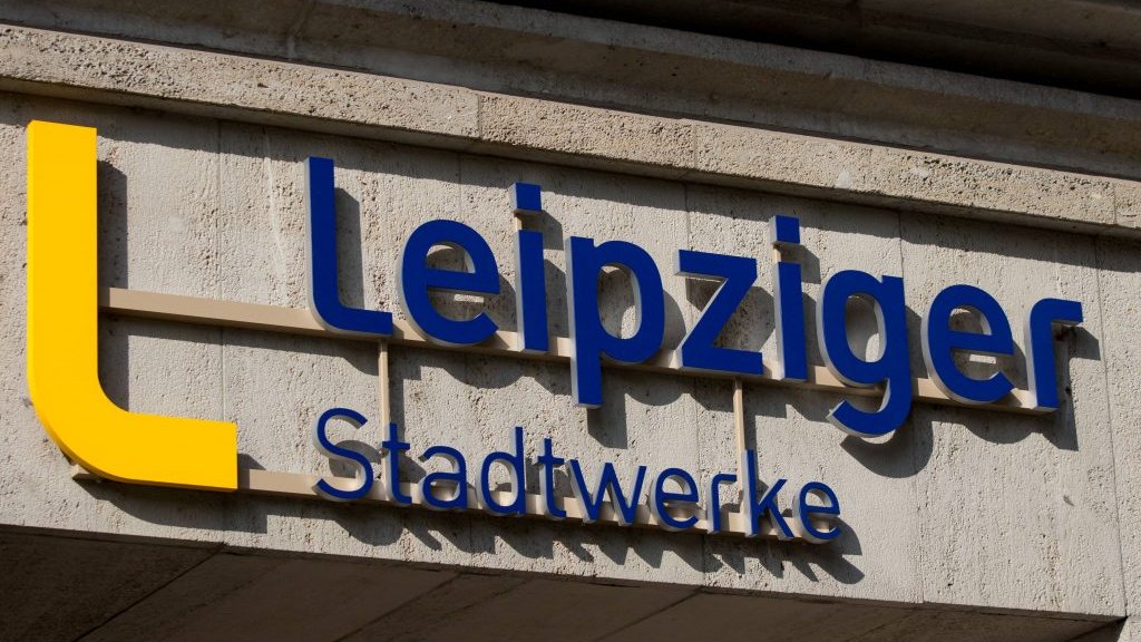 Das Logo der Leipziger Stadtwerke, Teil der Leipziger Gruppe.