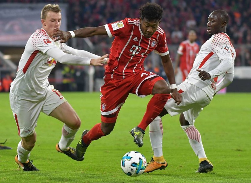 Topspiel zwischen RB Leipzig und Bayern München: Lukas Klostermann und Naby Keita gegen David Alaba
