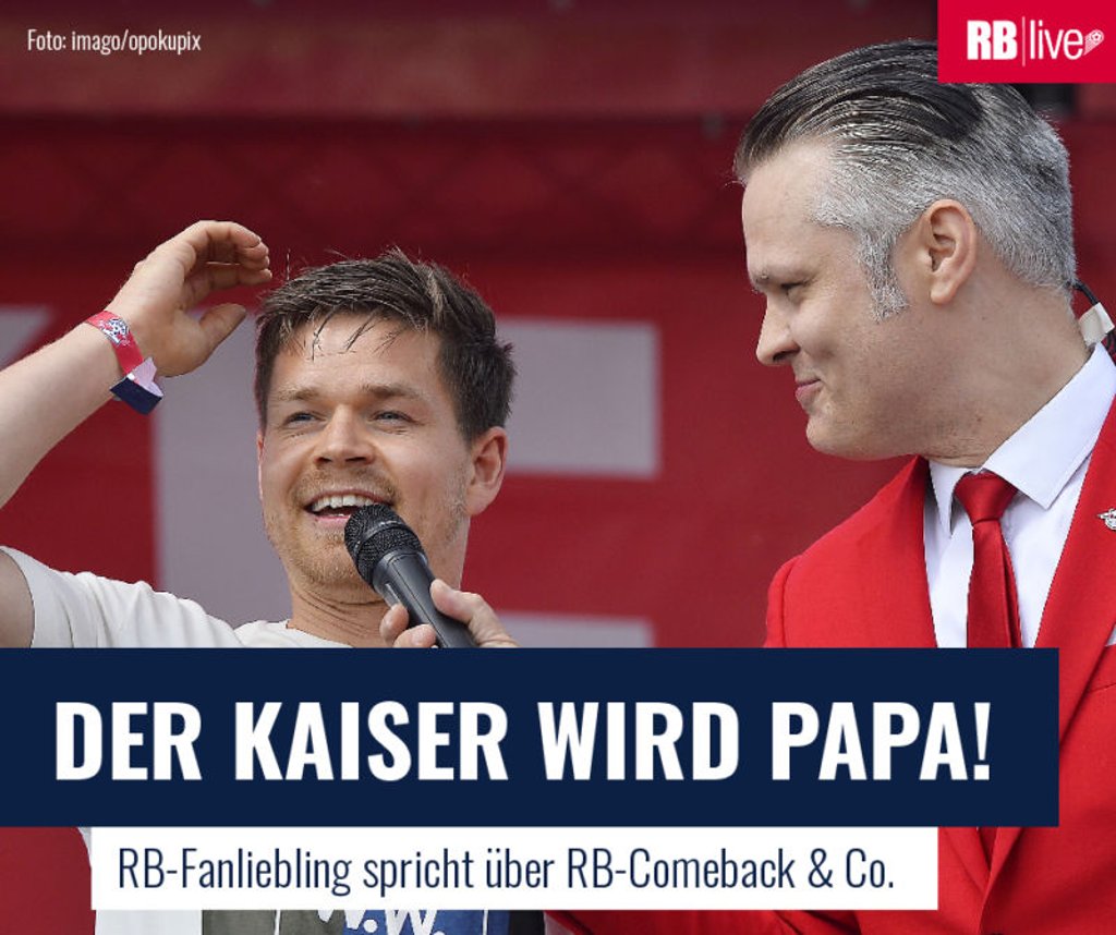 Dominik Kaiser beim Fanfest nach dem Pokalfinale zwischen RB Leipzig und Bayern München.