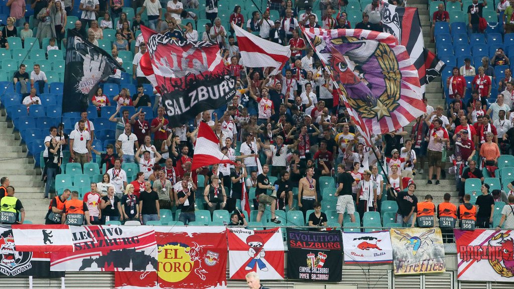 Fans von Red Bull Salzburg beim Europa-League-Duell mit RB Leipzig 2018.