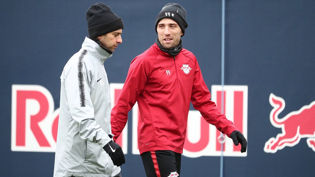 Kevin Kampl mit RB-Fitnesscoach Mark Palmer.