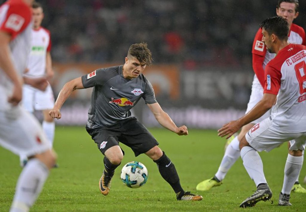 Marcel Sabitzer im Hinspiel von RB Leipzig gegen den FC Augsburg.