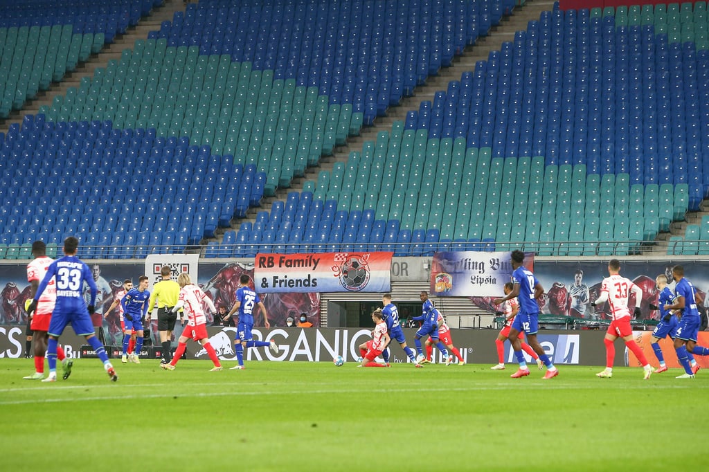 RB Leipzig spielte gegen Leverkusen ohne Zuschauer.