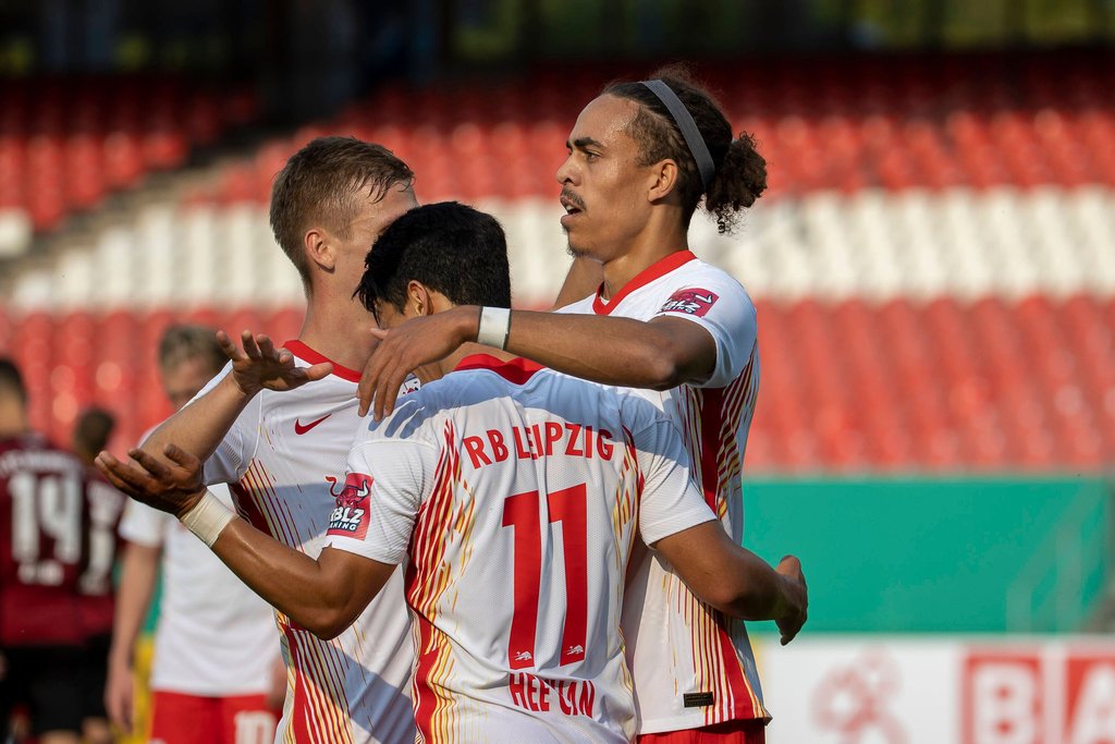 Starkes Offensivkollektiv: Yussuf Poulsen, Hee-chan Hwang und Dani Olmo (von rechts)