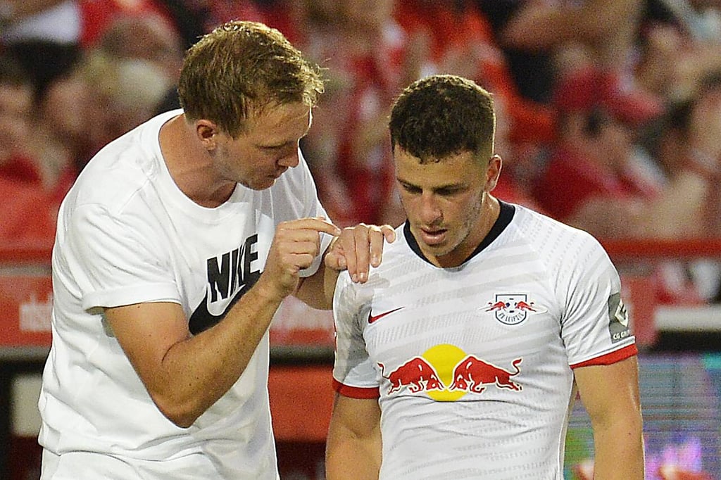 Julian Nagelsmann und Diego Demme (r.) 2019 in Diensten von RB Leipzig. 