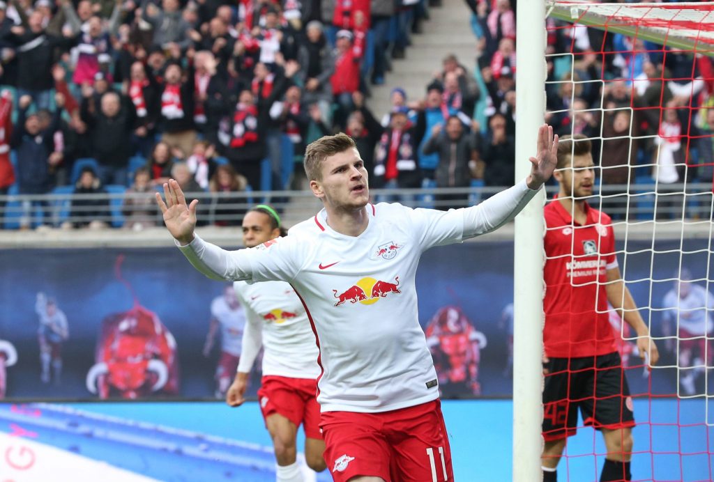 Mit zwei Toren und einer Vorlage beim Spiel RB Leipzig gegen Mainz 05 besonders auffällig: Timo Werner.
