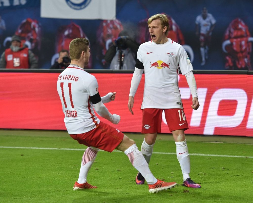 Timo Werner und Emil Forsberg von RB Leipzig.