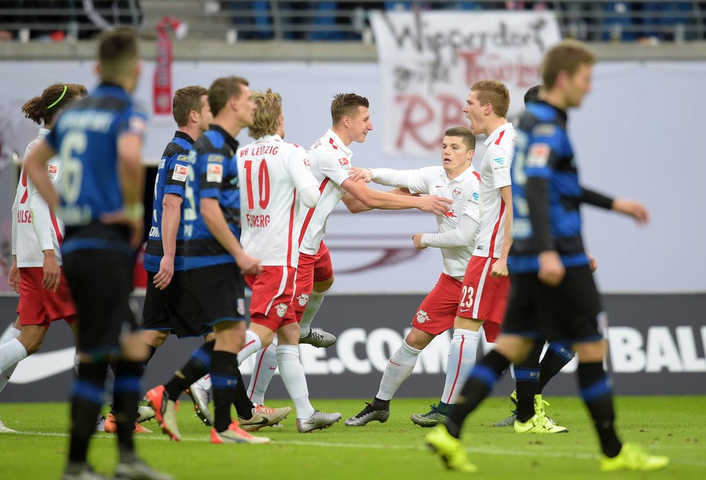 Sabitzer, Forsberg, Halstenberg und Orban spielten schon 2015 zusammen bei RB Leipzig.