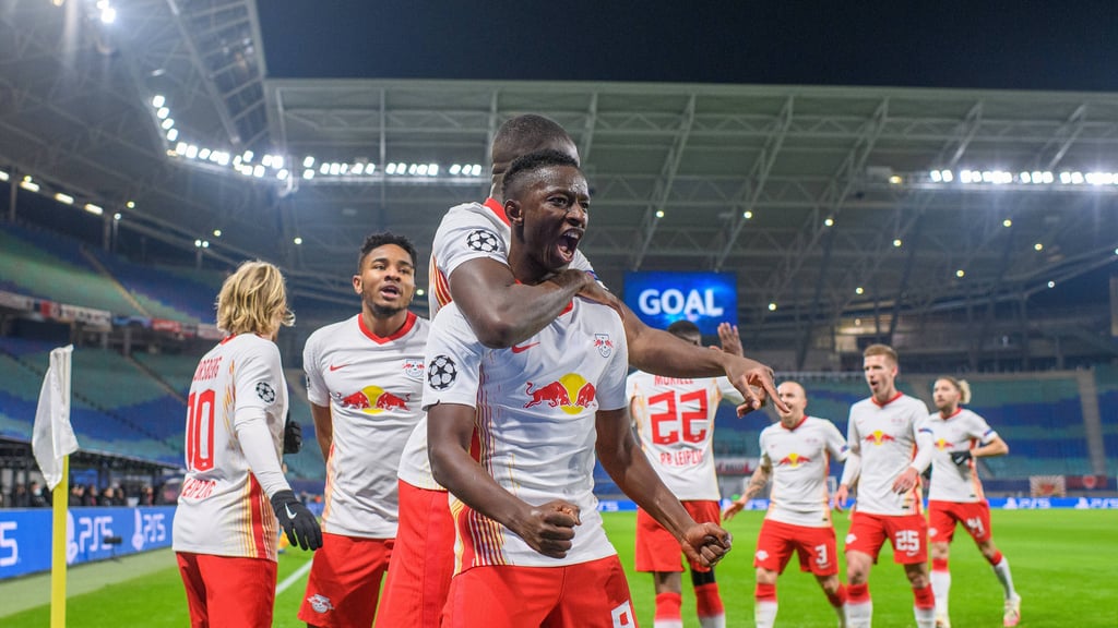 Amadou Haidara bejubelt seinen Treffer zum 2:0 gegen Manchester United.