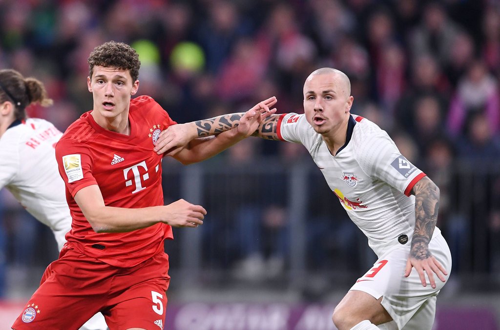RB Leipzig (im Bild: Angelino und Benjamin Pavard) gastiert am 10. Bundesliga-Spieltag bei den Bayern.